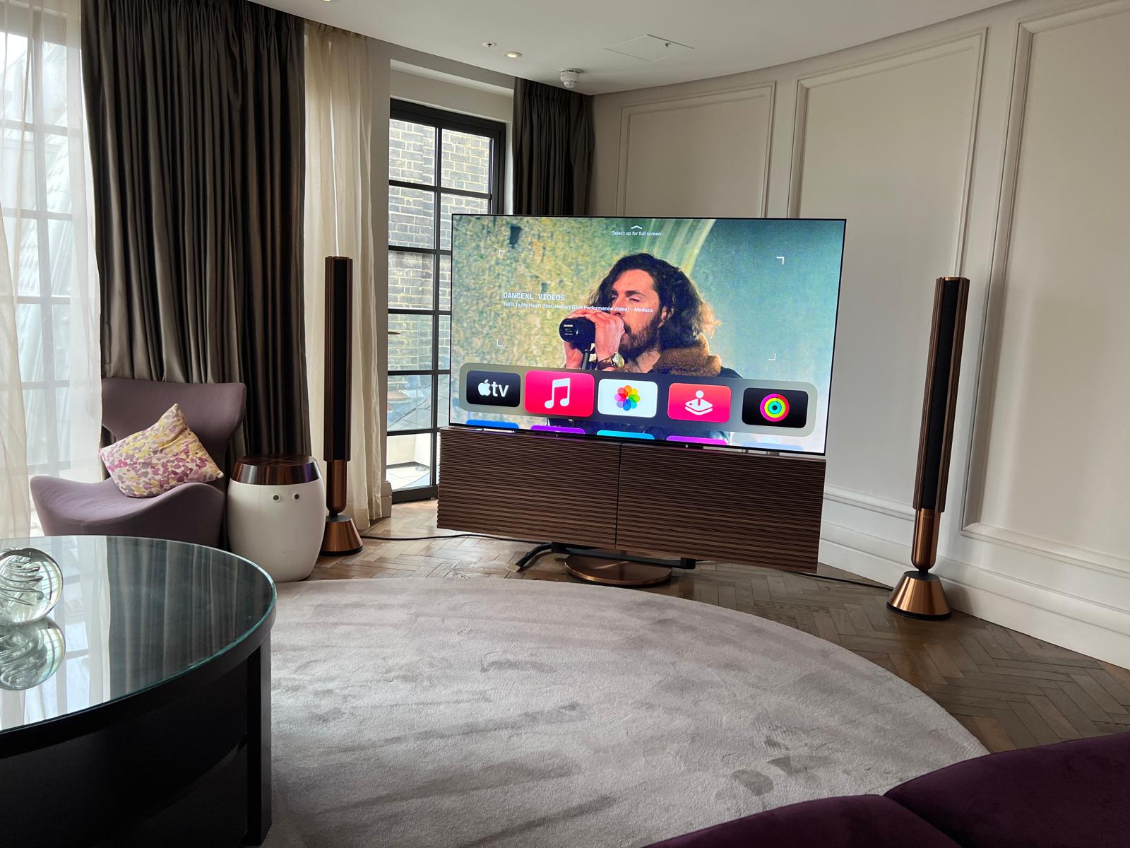 Contemporary living room with TV feature wall